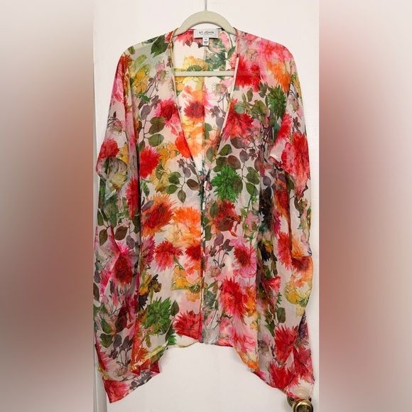 St. John Tops - St. John Collection Silk Floral Kimono Blouse One Size